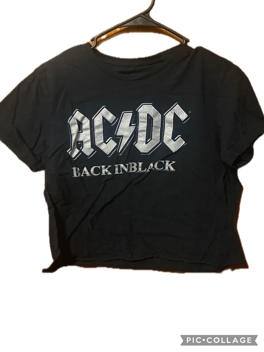 AC/DC Black Band T‑Shirt with Faded Silver Print